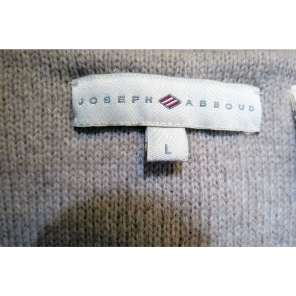 Vintage Joseph Abboud Mens Large Lambswool Striped V Neck Sweater Gray White - Picture 4 of 9